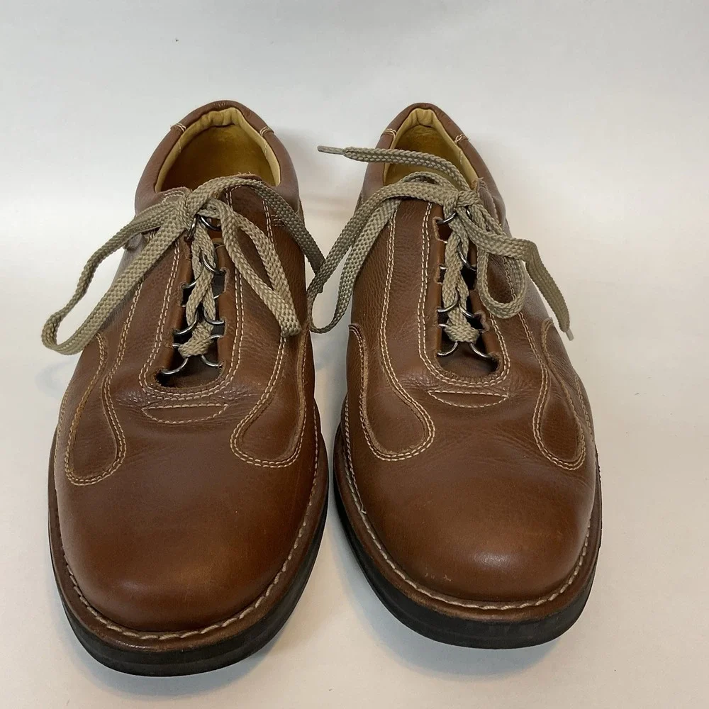 Alan Payne Oxford Shoes Mens 9.5‎ M Brown Sheepskin Leather Bicycle Toe